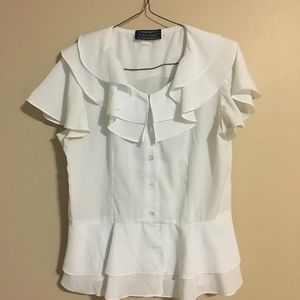 White Blouse with Flutter Sleeves